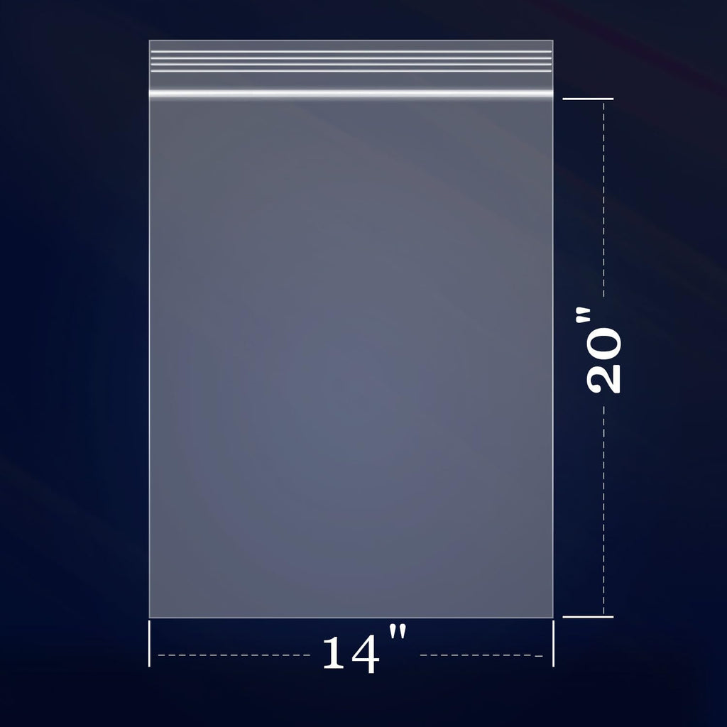 iMailer - 200 Pcs- 14" x 20" Large Clear Reclosable 2 Mil Zip Bags- 2 Gallon Zip Bags for Clothing, T-Shirts, Pants
