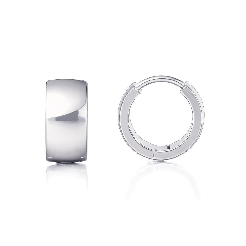 Limerencia Implant Grade Titanium Chunky Wide Huggie Hoop Earrings,Silver
