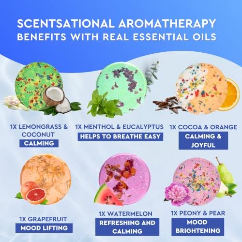 Cleverfy Shower Steamers Aromatherapy - Variety Pack of 6 Shower Bombs with Essential Oils. Self Care Birthday Gifts for Women and Valentines Day Gifts for Her and Him. Blue Set