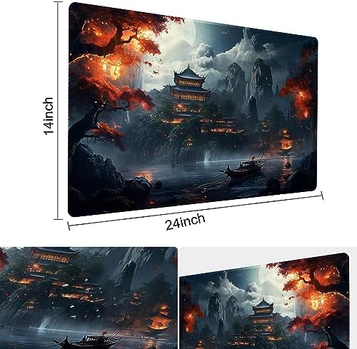 MTG Playmat Size 24x14in Free Storage Bags Non-Slip Backing, Ideal for Card Game Enthusiasts TCG Playmat Mouse Pad (Mountain Fog loft-No with Zone)