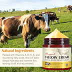 Beef Tallow for Skin, Beef Tallow and Honey Balm 4.2oz, Tallow Face Moisturizer, Organic Grass - Fed Whipped Beef Tallow and Honey Balm - Deeply Moisturizing for Face & Body, Softens Dry