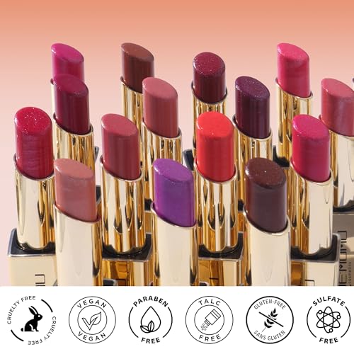 DE'MUMU Red Pink Lipstick Moisturizing for Women Shimmer Tinted Lip Balm Hydrating Nourishing Rasberry Lip Gloss Vegan& Cruelty Free Lip Makeup, ZG116 Crystal
