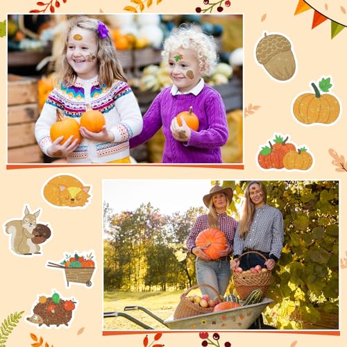 Landhoow 240 Pcs Fall Tattoos Temporary Autumn Glitter Face Tattoos Cool Body Sticker Costume Accessory Tattoos Party Favor