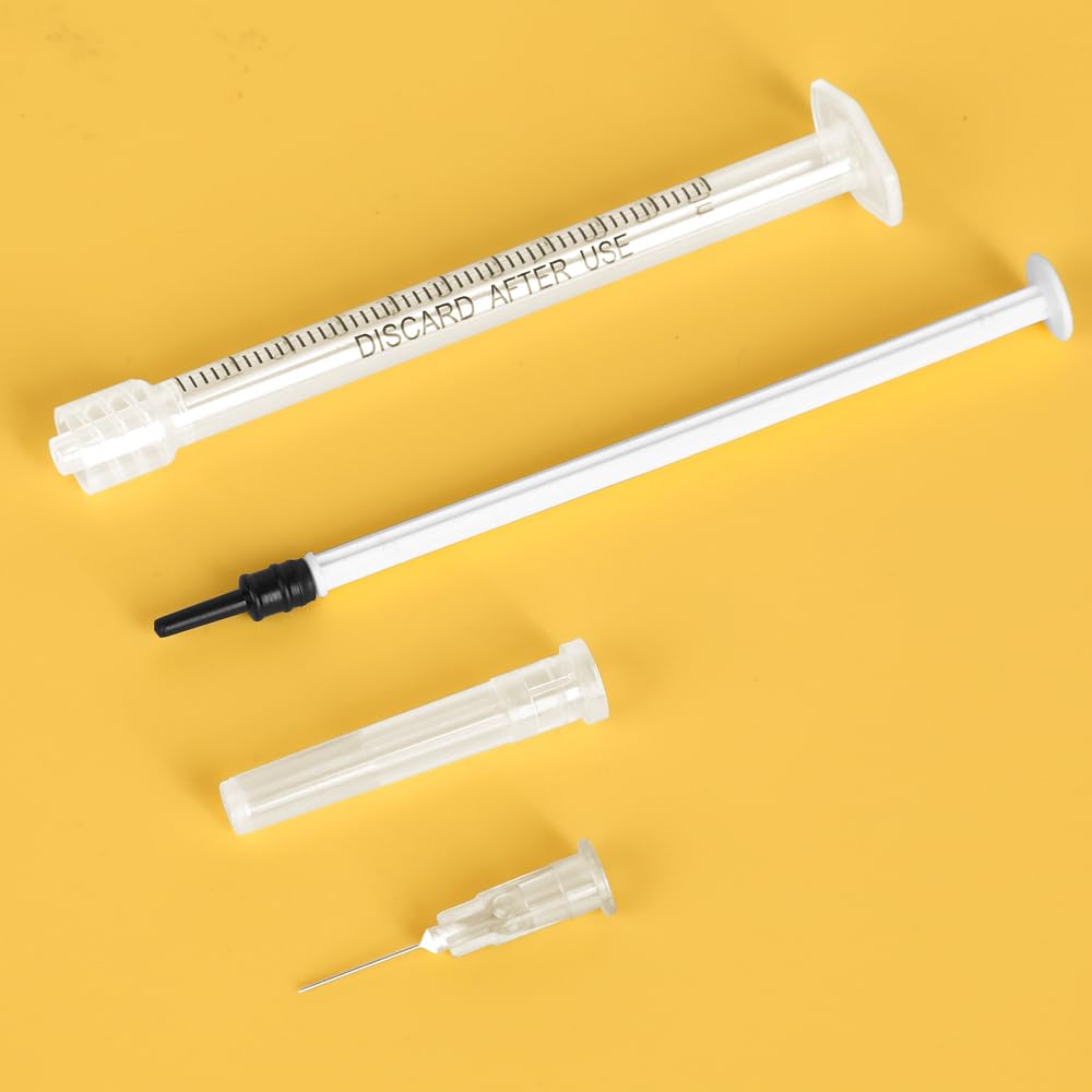 100 Pack Luer Lock Syringe 1ml with 27Ga 1/2 Inch Needle - Disposable Syringes 1ml with Sharp Needles - Individually Sealed, Sanitized 1ml Syringes with Needle Set for Refilling Liquid, DIY