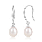 EAMTI Pearl Earrings for Women 925 Sterling Silver Post Drop Earrings