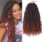144 Roots New Goddess Locs Crochet Hair for Women 18 inch Copper Red River Faux Locs Hair with Curly Ends Boho Style Synthetic Braids (18inch T1B/350#)
