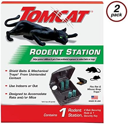 Tomcat Rodent Station, Each Box Includes 1 Rodent Station with 4 Bait Securing Rods and 1 Security Key, Use Indoors or Outdoors, 2-Pack