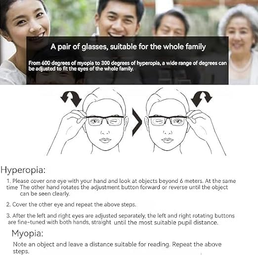 Adjustable Reading Glasses for Women and Men, Ideal for Home, Office, and Screen Time