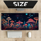 for MTG Playmat TCG Board Game Mat Plus 50 Pcs Card Sleeves, 24 x 14 Table Mats Neon Mushroom Game Mousepad with Soft Surface Non-Slip Base for MTG Trading Card Game Playmats