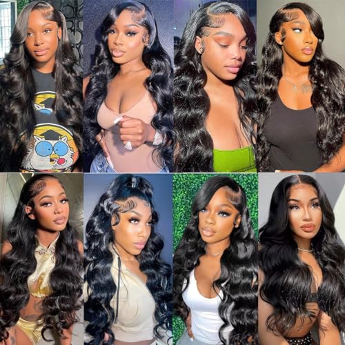SWEETGIRL Body Wave Lace Front Wigs Human Hair Pre Plucked 13x6 HD Lace Front Wigs Human Hair Frontal Wigs for Women 180 Density (24 Inches, Natural Black)