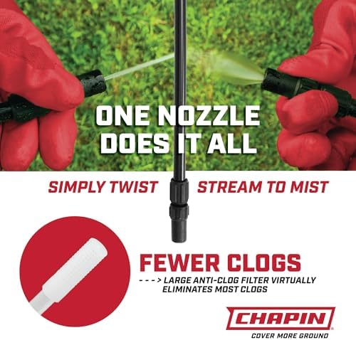 Chapin 20003 Made in USA 3-Gallon Lawn and Garden Pump Pressured Sprayer, for Spraying Plants, Garden Watering, Lawns, Weeds and Pests, Translucent White