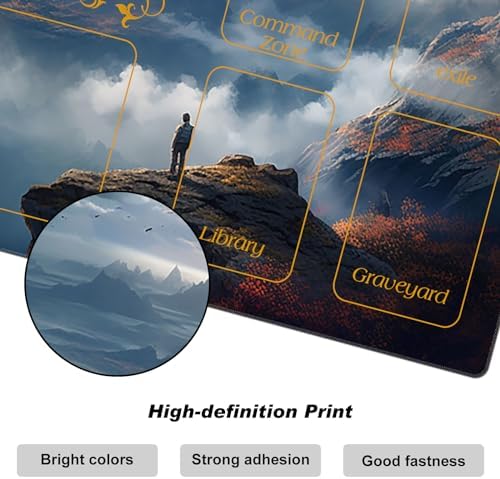 DEGDFSGR for MTG Playmat with Zones 24 x 14 inches for TCG Playmats Non-Slip Rubber Base Commander Play Mat for Magic The Gathering Playmat Iorcana Trading Card Game, High Mountains & Sea of Clouds