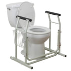 Drive Medical RTL12079 Toilet Safety Frame, Bathroom Grab Bar for Toilets, Freestanding Toilet Rail for Stability, For Users Up to 300 Pounds, White