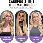 Thermal Brush for Blowout Look, Zavarea CarePro 1.5 Inch Negative Ion Thermal Brush with Cool-Air Tech, Easy to Make Hair Shinier & Smoother, 3-in-1 Heated Styler with Dual Voltage, Black