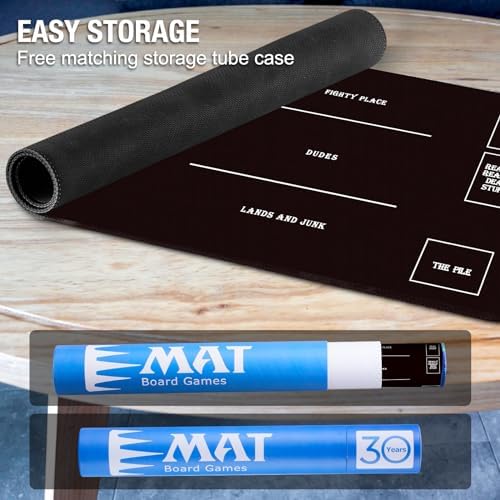 Stitched MTG Playmats for Magic The Gathering - Play Mat with Tube Case for MTG Card Game Playing (Black Zones)