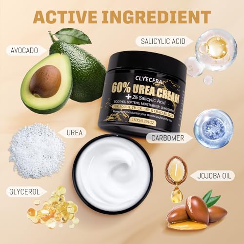 60% Urea Cream with 2% Salicylic Acid, Urea Cream 60 Percent For Feet Maximum Strength, Urea Lotion For Feet and Hand for Rough, Dry, Thick & Cracked Skin, Deep Moisturizing and Callus Removing-150g