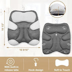 Ergonomic Cat Shape Bath Pillow for Head and Neck, SPA Gift for Women, Machine Washable Bathtub Pillow 4D Air-Mesh with 7 Suction Cups Gray