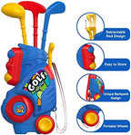 Liberry Toddler Golf Set with Putting Mat for 2 3 4 5 Years Old Boys Girls, Upgraded Kids Golf Cart with Unique Shoulder Strap Design, Indoor and Outdoor Golf Toys