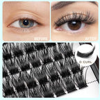 10Rows Mixed 10-12-14-16mm /8-10-12-14mm Individual False Eyelashes D Curl Wide Stem Dramatic Black Makeup Cluster Eyelashes Natural Volume Eye Lashes Extensions (HD-lashes kit-10-12-14-16MM Mixed)
