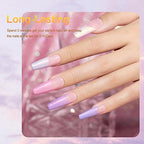 RARJSM Pearl Gel Nail Polish Set Iridescent Shell Glitter Gel Polish 6 Sunset Colors Light Purple Blue Pink Red Gold Shimmer Mermaid Swirl Thread Effect Soak Off LED UV Curing Requires Home Salon