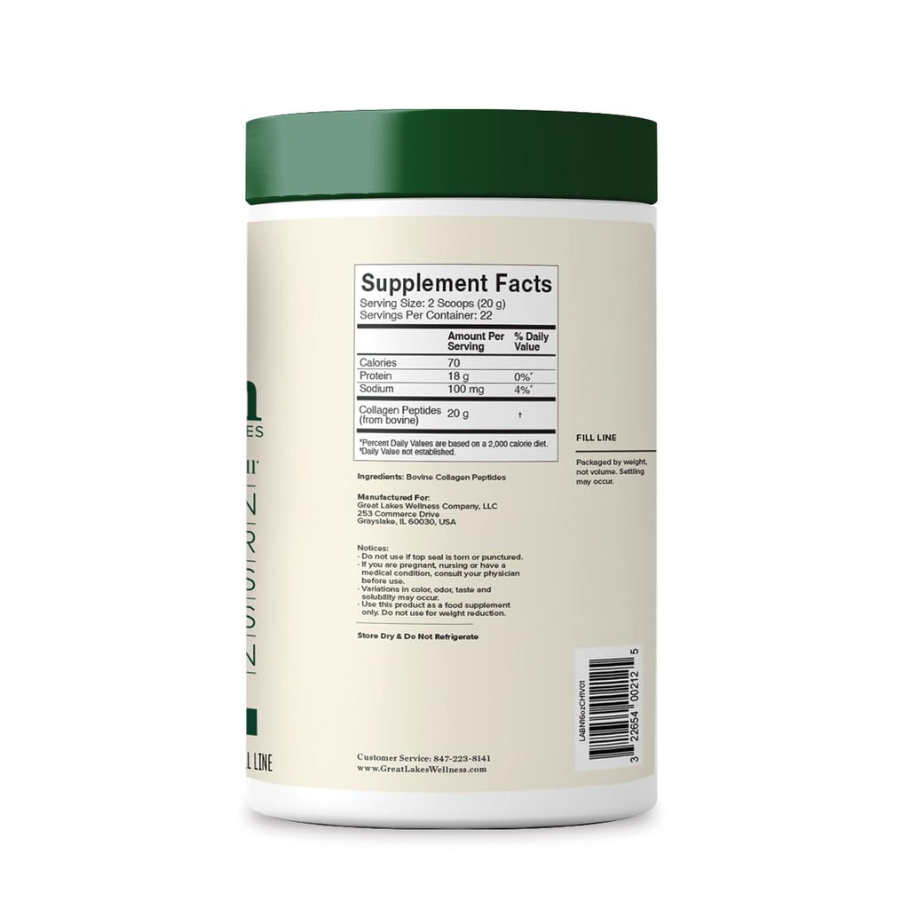 Great Lakes Wellness Collagen Peptides Powder for Skin, Hair, Nails, Joints & Digestion - Unflavored - Quick Dissolve Hydrolyzed, Non-GMO, Keto, Kosher - 16 oz - 2 Pack - Packaging May Vary