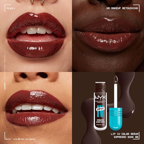 NYX PROFESSIONAL MAKEUP Lip IV Hydrating Glossy Lip Stain with 12HR Hydration - Espresso Soak (Brown)
