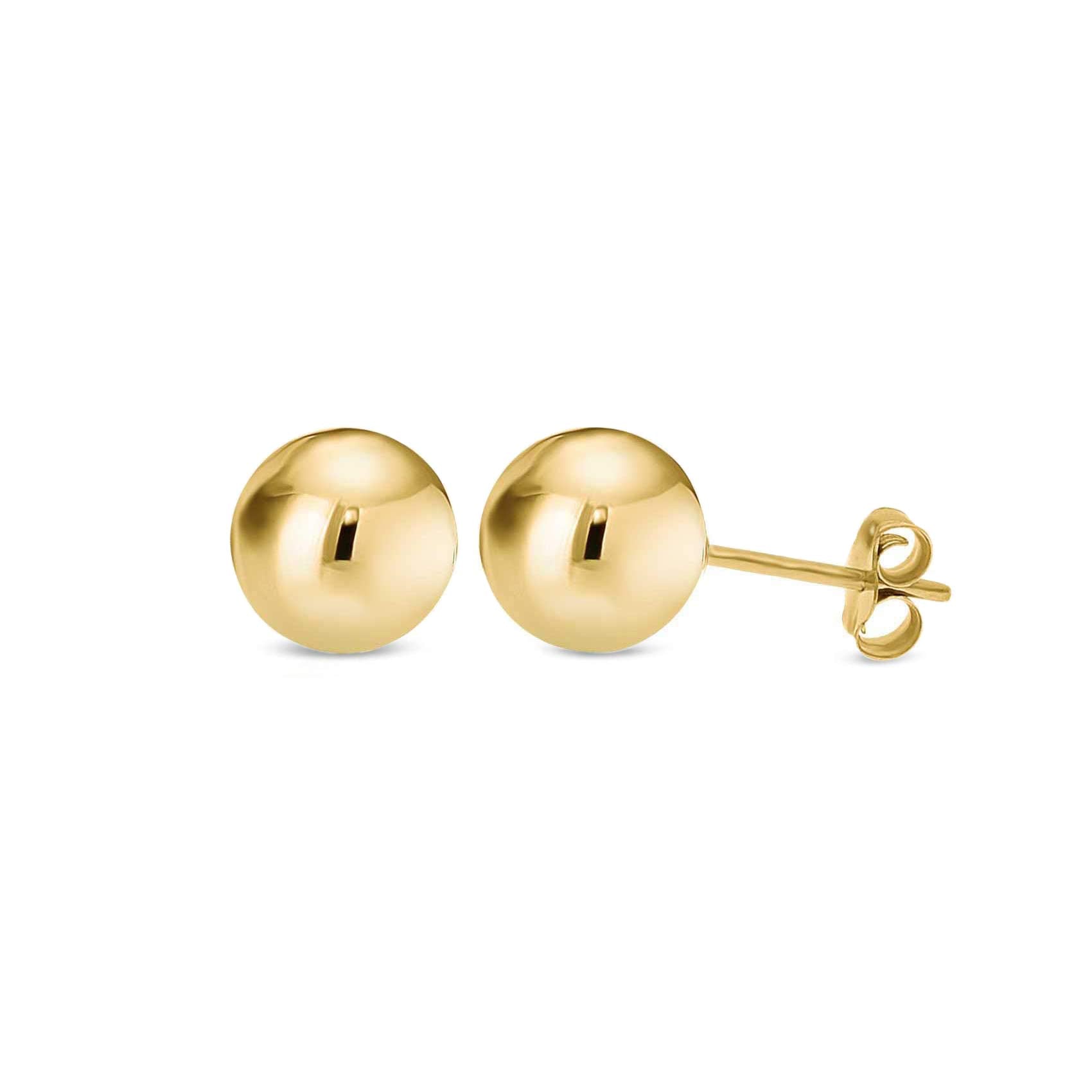Kezef 14K Gold Filled Ball Stud Earrings for Women - Thick 14K Gold Layer, Hypoallergenic for Sensitive Ears, Round Studs | 9mm
