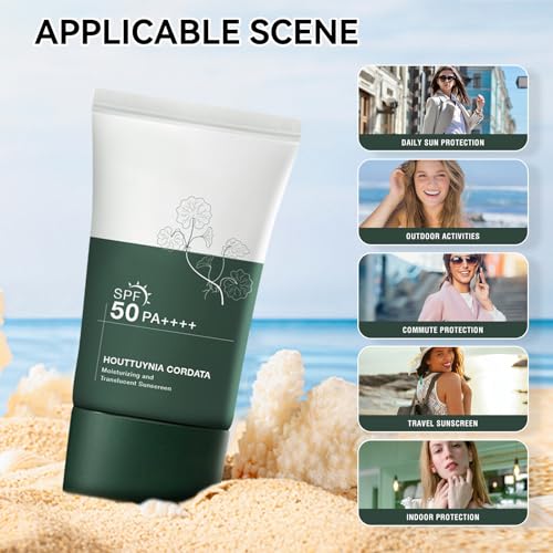 Heartleaf Silky Moisture Sunscreen, Moisture Daily Sunscreen, Korean SPF 50+ PA++++ Clear Filter Sun Essence, No White Cast, Hydrating, Moisturizing, Cools Down, Light Finish, Updated 3pc