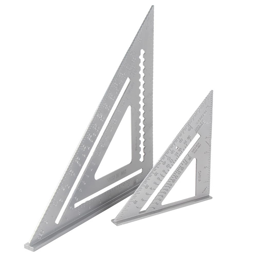 12 Inch Aluminum Rafter Square - Double-Sided Engraved Scales, Precision Carpentry Tool for Woodworking, Roof Pitch & Angle Marking