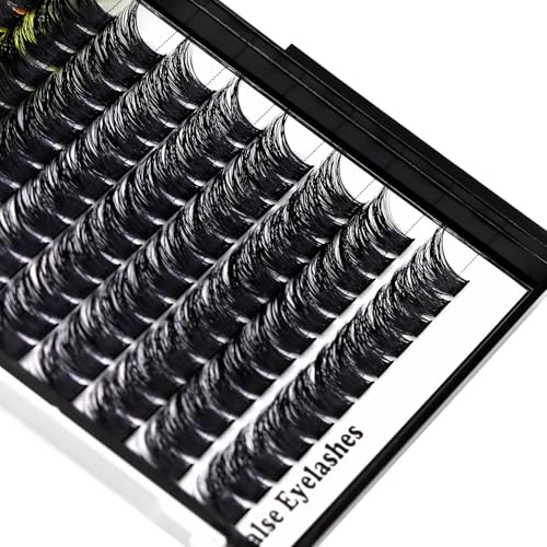 Large Pack Wide Stem Cluster Eyelashes D Curl 10-20mm Available Handmade D Curl Wide Stem Individual False Eyelashes 5D Volume DIY Eye Lashes Extensions Beauty Tools (12mm)