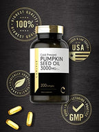 Carlyle Pumpkin Seed Oil | 3000mg | 200 Softgel Capsules | Non-GMO and Gluten Free Formula | Cold Pressed Dietary Supplement