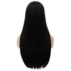 shecool Black Wig for Costume Women 27'' Long Black Wigs for Women Cute Black Straight Wigs for Halloween Costume SL004BK
