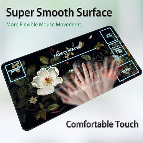 for MTG Game Playmat, for Magic TCG Rubber Play mat,Tabletop Card Playmats with Smooth Surface,Trading Card Inked Game Mat with White Zones,Battle Game,Wildflowers in Black