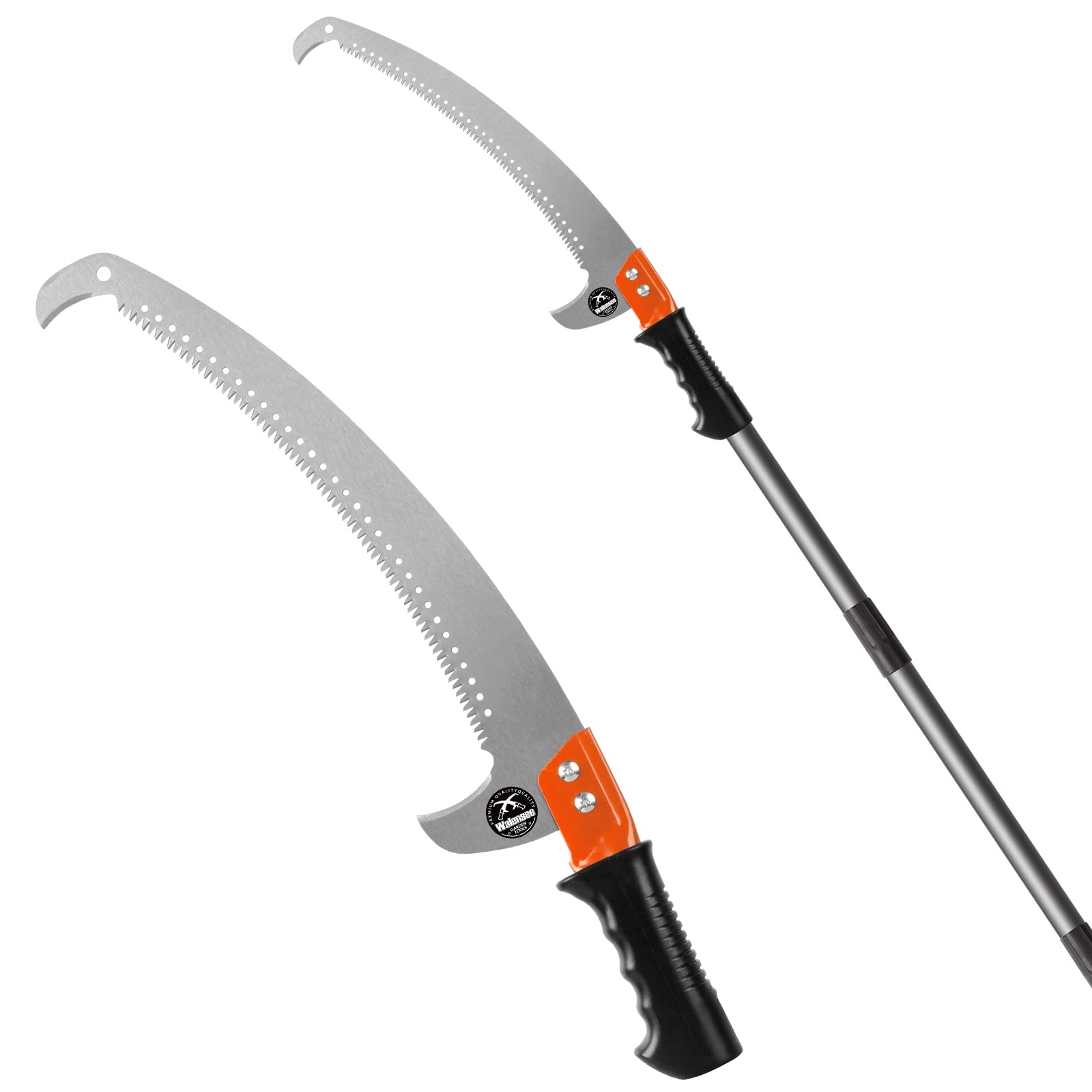 14FT Pole Saw for Tree Trimming 2-in-1 Hand Saw Steel Blade Extension Pole
