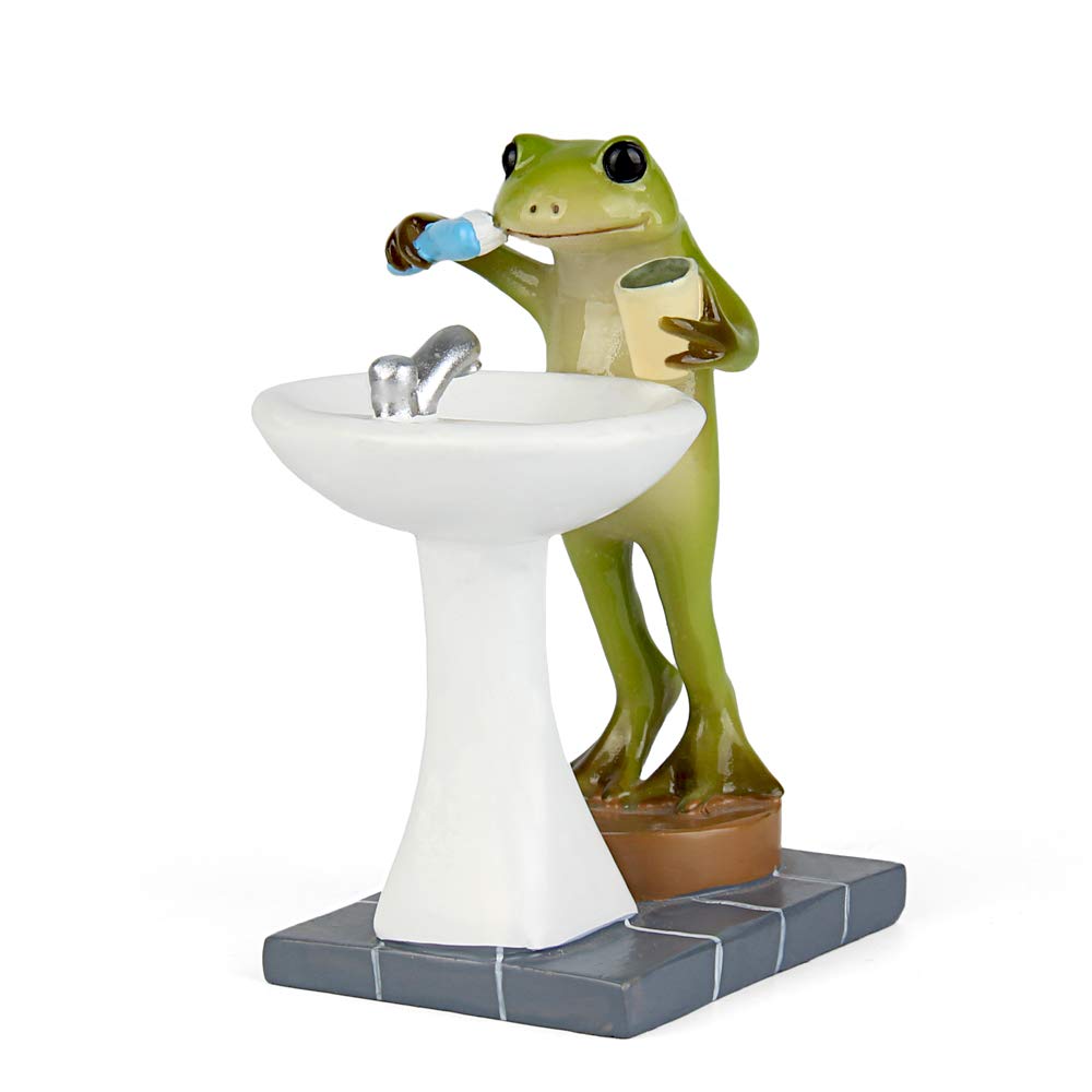 Miniature Frog Garden Statue Outdoor Fairy Animal Figurine for Bathroom