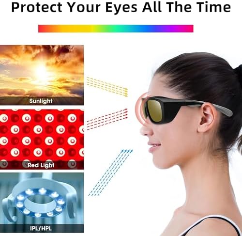 Alsenor IPL 190nm-510nm OD5+ Laser Safety Glasses Red Light Therapy Glasses For Tanning Goggles And Laser Hair Removal Treatment Protection Eyes Goggles
