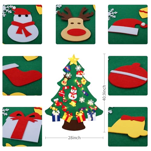 3FT DIY Felt Christmas Tree for Kids with 31pcs Detachable Ornaments,Wall Hanging Xmas Gifts Christmas Decorations