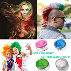 Temporary Hair Color Wax,Hair Color Spray Wax, Natural Hair Coloring Wax Material Disposable Hair Styling Clays Ash for Cosplay,Party,Masquerade, Halloween.etc (Blue White Green Pink, 1 Pack)