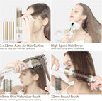 Hair Dryer Brush Blow Dryers: webeauty 5 in 1 One Step Professional Hot Air Brush Set for Fast Drying, Curling Drying, Straightening Combing, Hair Styler [Ceramic Coating] [Negative Ion] (White)
