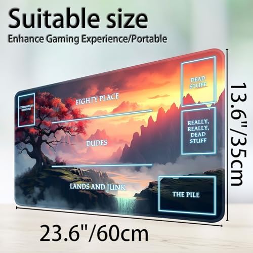 for MTG Game Playmat, for Magic TCG Rubber Play mat,Tabletop Card Playmats with Smooth Surface,Trading Card Inked Game Mat with White Zones,Battle Game,Art Tree Sky