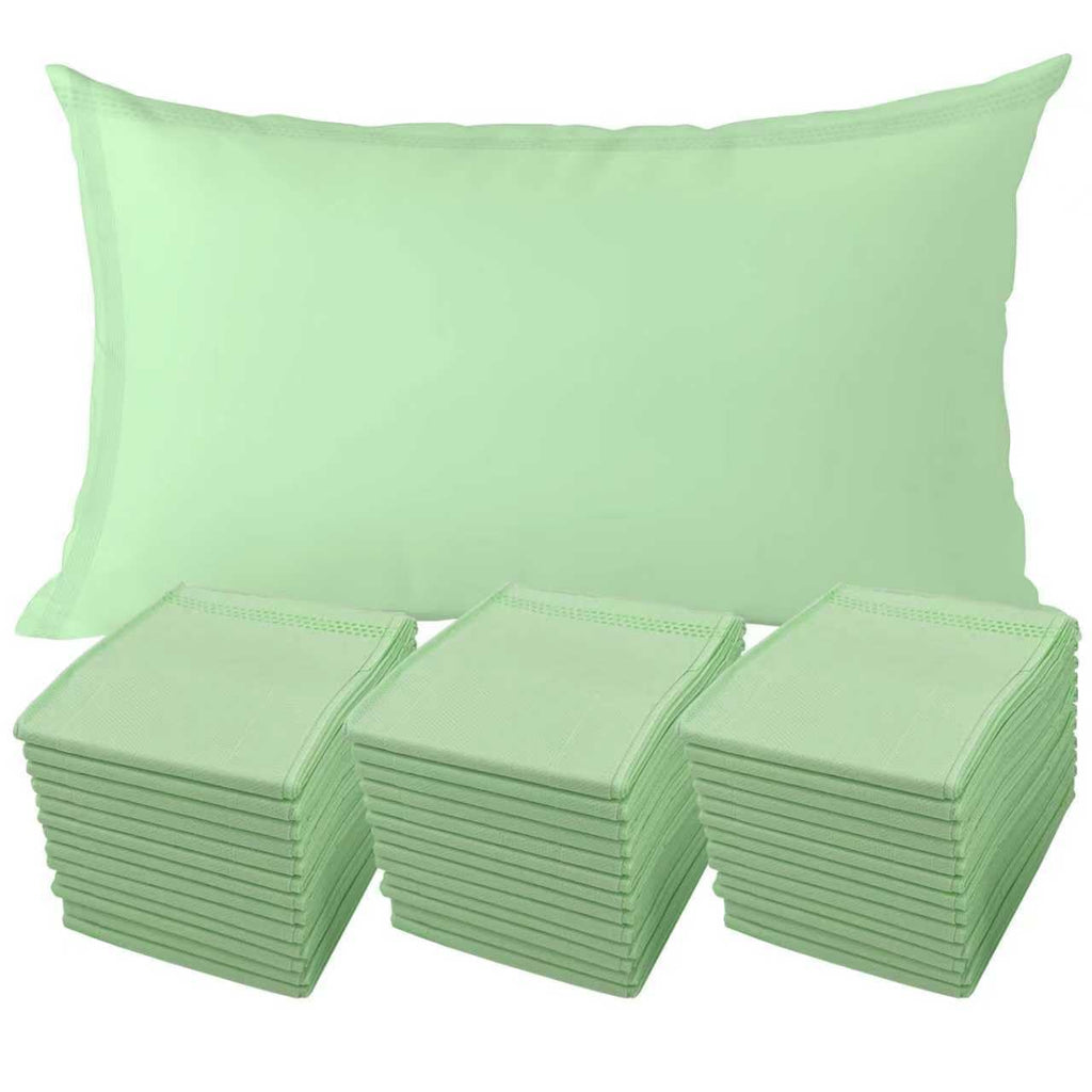 Disposable Pillow Case Covers(Pack of 100),Bulk Pillow Cases for Medical Hospital Travel,Paper Pillow Cases Disposable 21” Width x 30”Length (Green)