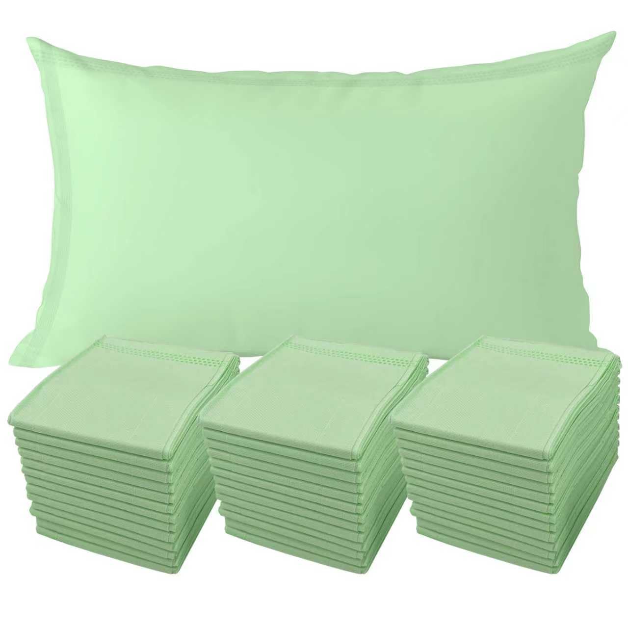 Disposable Pillow Case Covers(Pack of 100),Bulk Pillow Cases for Medical Hospital Travel,Paper Pillow Cases Disposable 21” Width x 30”Length (Green)