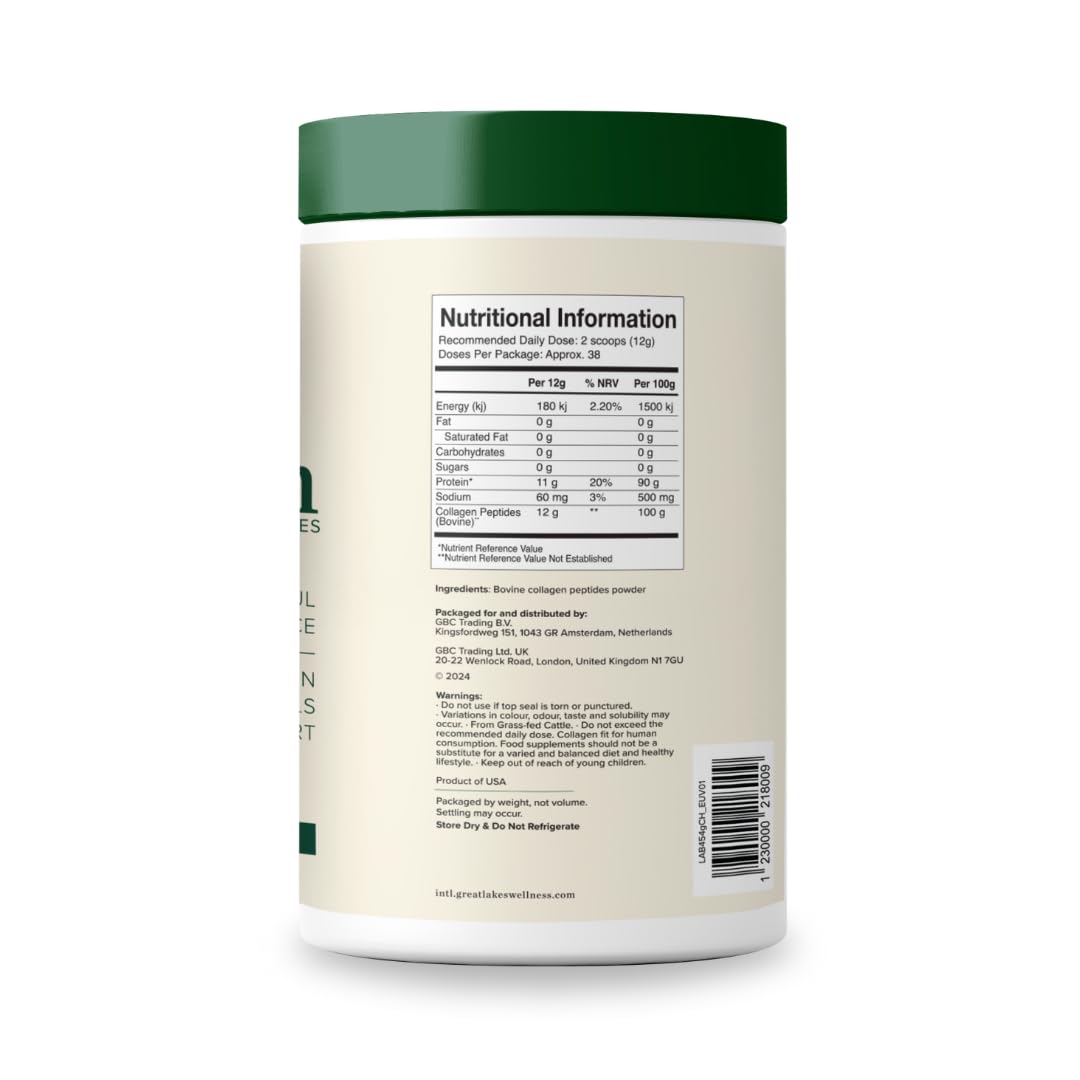 Great Lakes Gelatin, Collagen Hydrolysate, Pasture-Raised Grass-Fed, Non GMO (4 Cans of 16 Ounces)