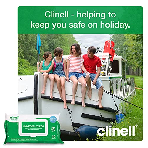 Clinell Universal Cleaning and Disinfectant Wipes for Surfaces - Pack of 24 - 40 Wipes per Pack (960 Wipes) - Clip Pack - Multi Purpose Wipes, Kills 99.99% of Germs, Quick Action