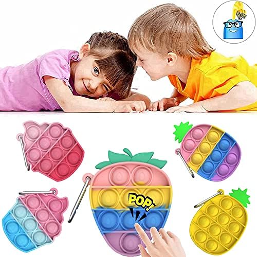 12 Pcs Mini Push pop Bubble Fidget Toy, Simple Fidget Toy, Keychain Bubble Pop Desk Toy, Decompression Toys Suitable for All Ages