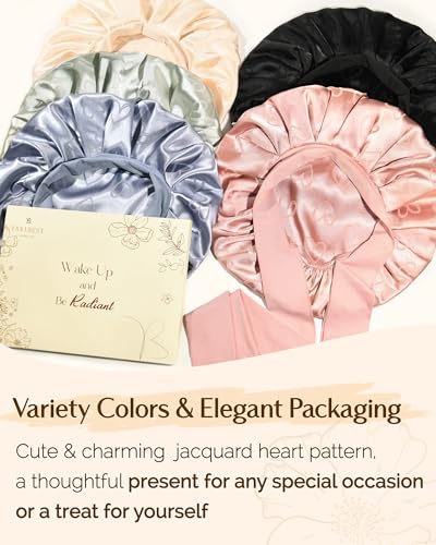 YANIBEST Double Layer Silk Satin Bonnet for Sleeping Women Printed Pattern Satin Bonnet with Tie Band for Women Curly Natural Hair