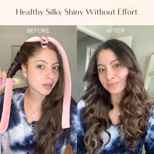 Yanibest Heatless Hair Curler to Sleep in, Overnight Curl Headband for Natural Wavy Curls, No Heat Soft Hair Curler Set with Hair Clip Scrunchies for Styling，No Slip Heatless Curls