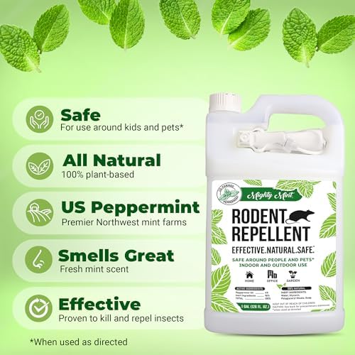 Mighty Mint Gallon (128 oz) Rodent Natural Peppermint Oil Spray with Cloth