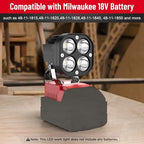 LED Work Light Compatible with Milwaukee 18V Battery, 40W 6000LM Flashlight, 18V Battery Cordless Work Light 120°Adjustable with Low Voltage Protection for Outdoors and Job Site Lighting