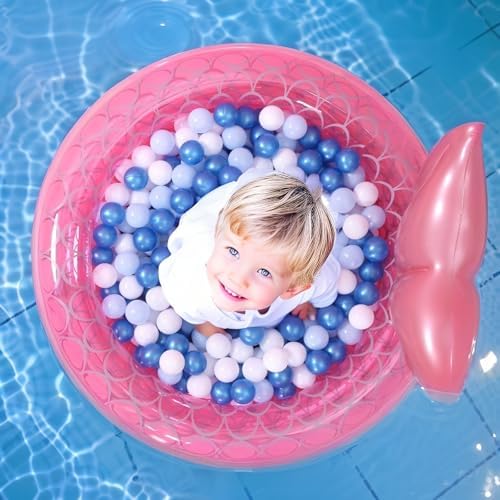 GOGOSO Ball Pit Balls for Toddler, Baby Plastic Playballs Kids Soft Pastel Pelotas Non-Toxic BPA-Free Pearl Blue+Light Blue+White 1000 Balls